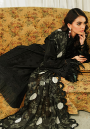Zarqash Tresor Embroidered Luxury Lawn Unstitched 3Pc Suit ZQT 005 MIDNIGHT