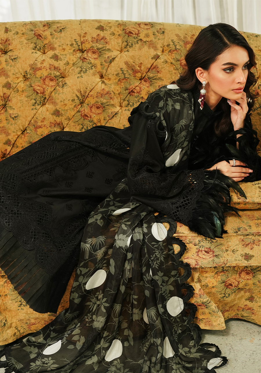 Zarqash Tresor Embroidered Luxury Lawn Unstitched 3Pc Suit ZQT 005 MIDNIGHT