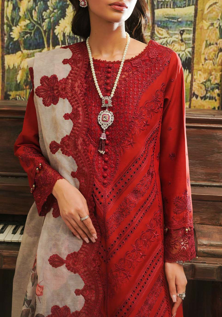 Zarqash Tresor Embroidered Luxury Lawn Unstitched 3Pc Suit ZQT 007 ROSALINE