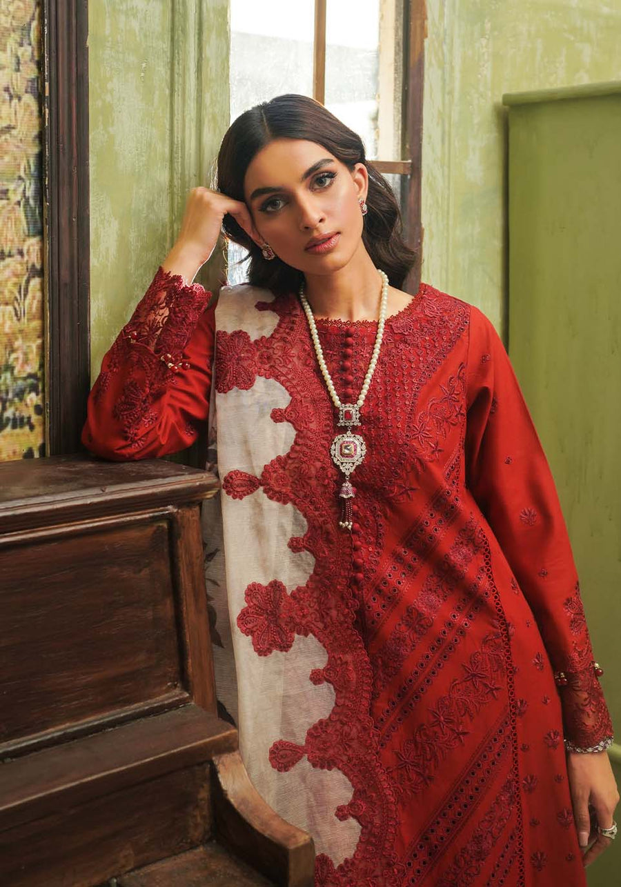 Zarqash Tresor Embroidered Luxury Lawn Unstitched 3Pc Suit ZQT 007 ROSALINE