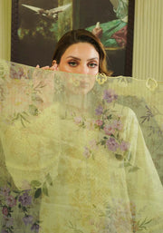 Zarqash Tresor Embroidered Luxury Lawn Unstitched 3Pc Suit ZQT 008 PRIMROSE