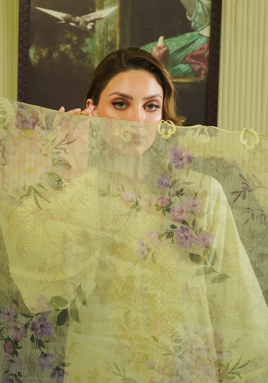 Zarqash Tresor Embroidered Luxury Lawn Unstitched 3Pc Suit ZQT 008 PRIMROSE