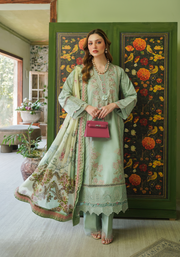 Zarqash Tresor Embroidered Luxury Lawn Unstitched 3Pc Suit ZQT 009 GISELLE