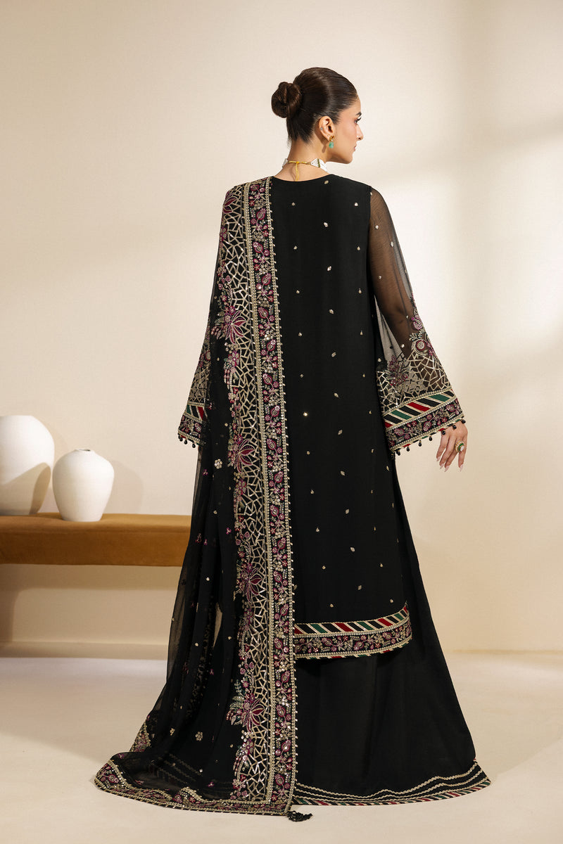 Zarif Meraki Embroidered Chiffon Unstitched 3Pc Suit - MEHSKI