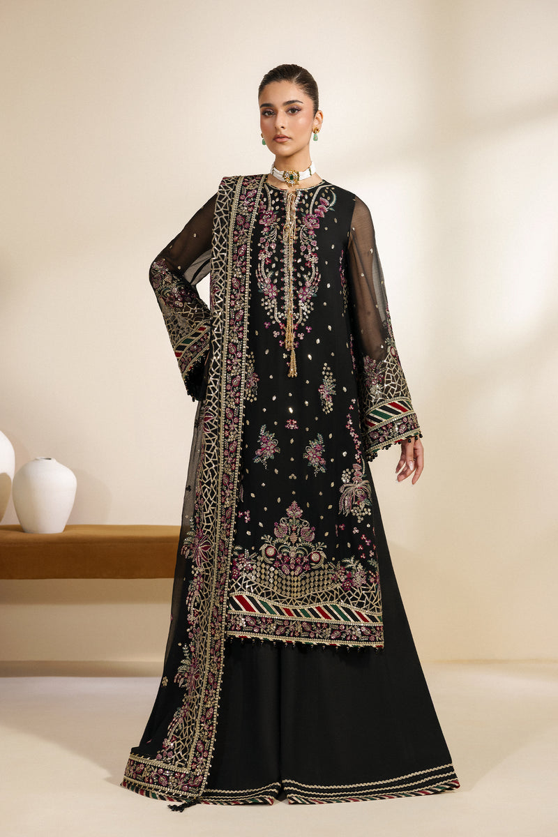 Zarif Meraki Embroidered Chiffon Unstitched 3Pc Suit - MEHSKI