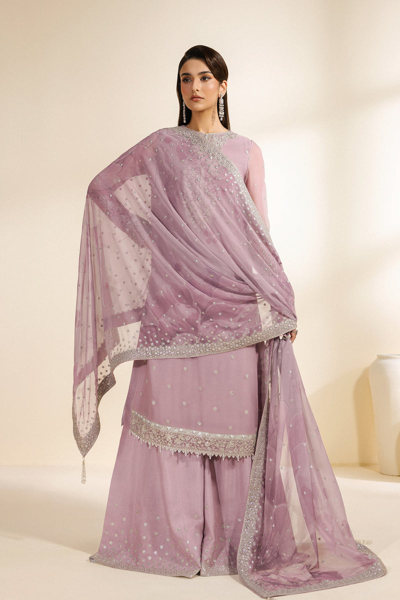 Zarif Meraki Embroidered Chiffon Unstitched 3Pc Suit - NAHLA