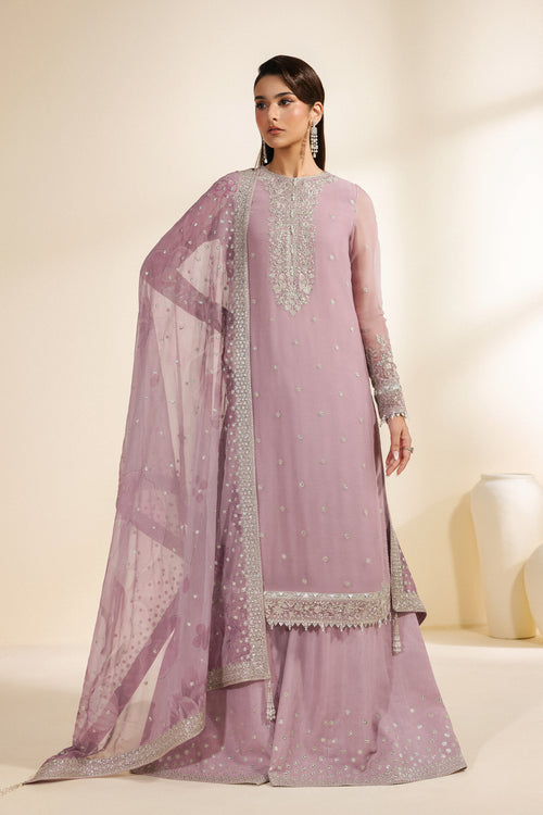 Zarif Meraki Embroidered Chiffon Unstitched 3Pc Suit - NAHLA