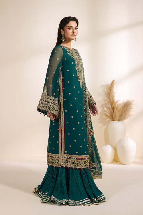 Zarif Meraki Embroidered Chiffon Unstitched 3Pc Suit - SARAI