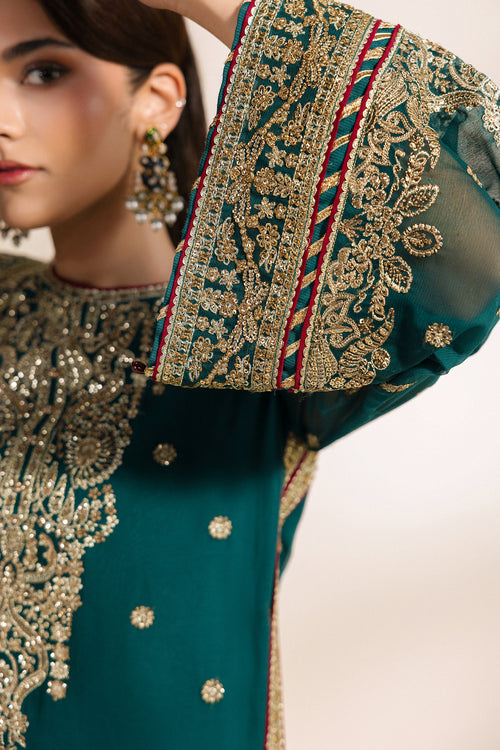 Zarif Meraki Embroidered Chiffon Unstitched 3Pc Suit - SARAI