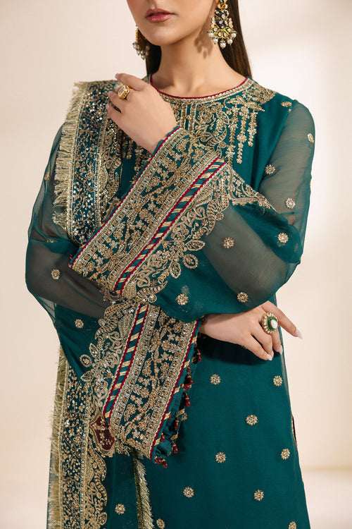 Zarif Meraki Embroidered Chiffon Unstitched 3Pc Suit - SARAI