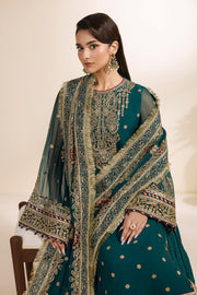 Zarif Meraki Embroidered Chiffon Unstitched 3Pc Suit - SARAI