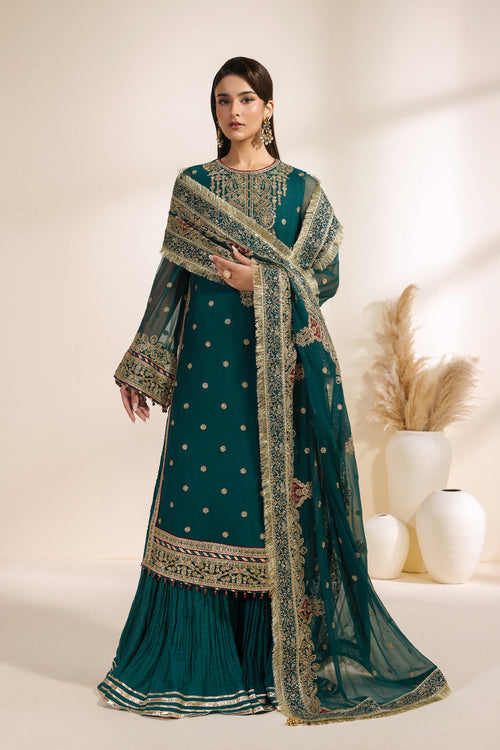 Zarif Meraki Embroidered Chiffon Unstitched 3Pc Suit - SARAI