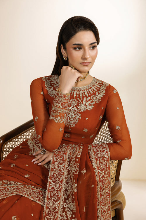 Zarif Meraki Embroidered Chiffon Unstitched Saree - SAWAN
