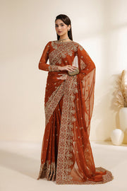 Zarif Meraki Embroidered Chiffon Unstitched Saree - SAWAN