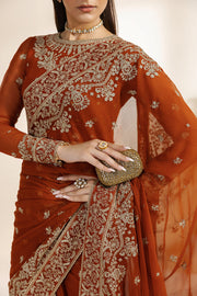 Zarif Meraki Embroidered Chiffon Unstitched Saree - SAWAN