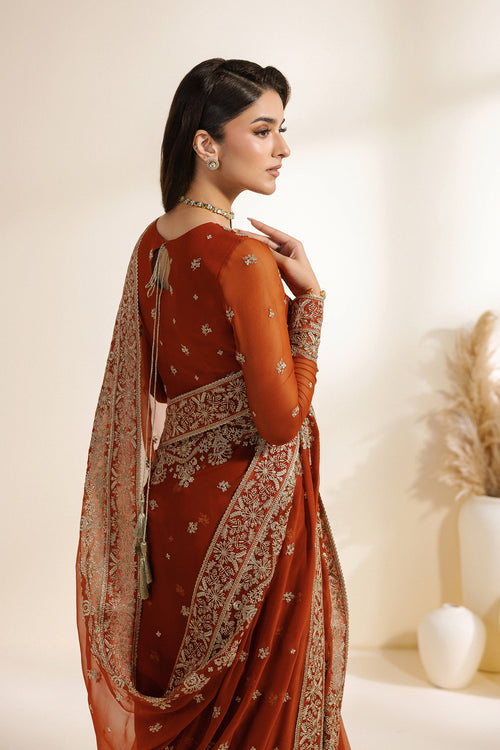 Zarif Meraki Embroidered Chiffon Unstitched Saree - SAWAN