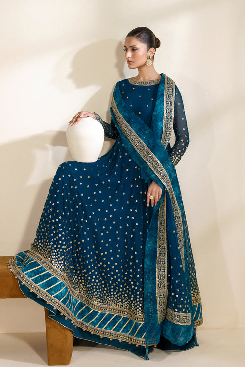 Zarif Meraki Embroidered Chiffon Unstitched 3Pc Suit - ZENIA