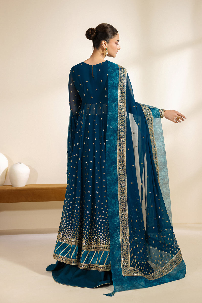 Zarif Meraki Embroidered Chiffon Unstitched 3Pc Suit - ZENIA