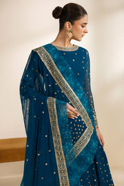 Zarif Meraki Embroidered Chiffon Unstitched 3Pc Suit - ZENIA
