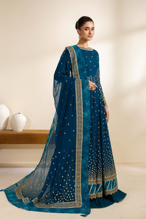 Zarif Meraki Embroidered Chiffon Unstitched 3Pc Suit - ZENIA