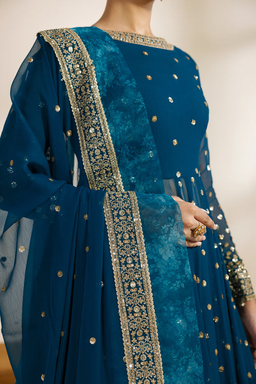 Zarif Meraki Embroidered Chiffon Unstitched 3Pc Suit - ZENIA
