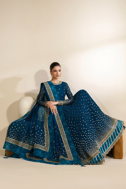 Zarif Meraki Embroidered Chiffon Unstitched 3Pc Suit - ZENIA