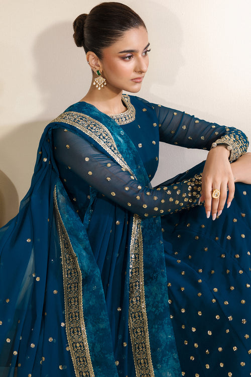Zarif Meraki Embroidered Chiffon Unstitched 3Pc Suit - ZENIA