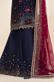 Zarif Meraki Embroidered Chiffon Unstitched 3Pc Suit - SABLE