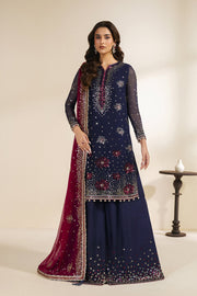 Zarif Meraki Embroidered Chiffon Unstitched 3Pc Suit - SABLE