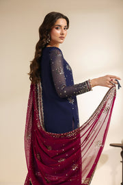 Zarif Meraki Embroidered Chiffon Unstitched 3Pc Suit - SABLE