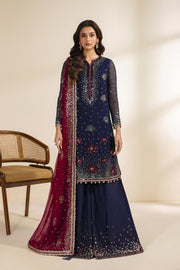 Zarif Meraki Embroidered Chiffon Unstitched 3Pc Suit - SABLE