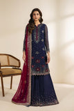 Zarif Meraki Embroidered Chiffon Unstitched 3Pc Suit - SABLE