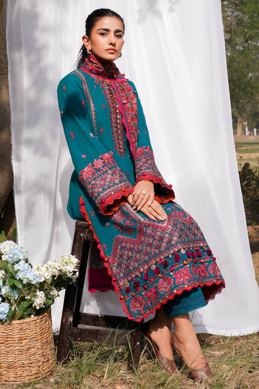 ZAHA Embroidered Slub Khaddar Unstitched 3Pc Suit ZW2-23-06 JEHAN