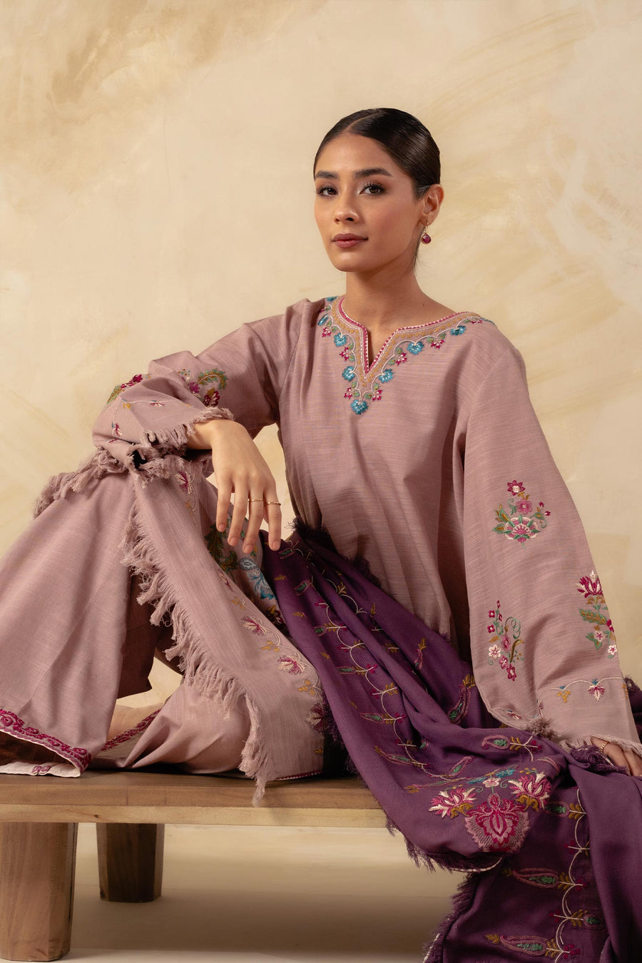 Coco by Zara Shahjahan Unstitched Embroidered Khaddar 3Pc Suit ZW23-1A