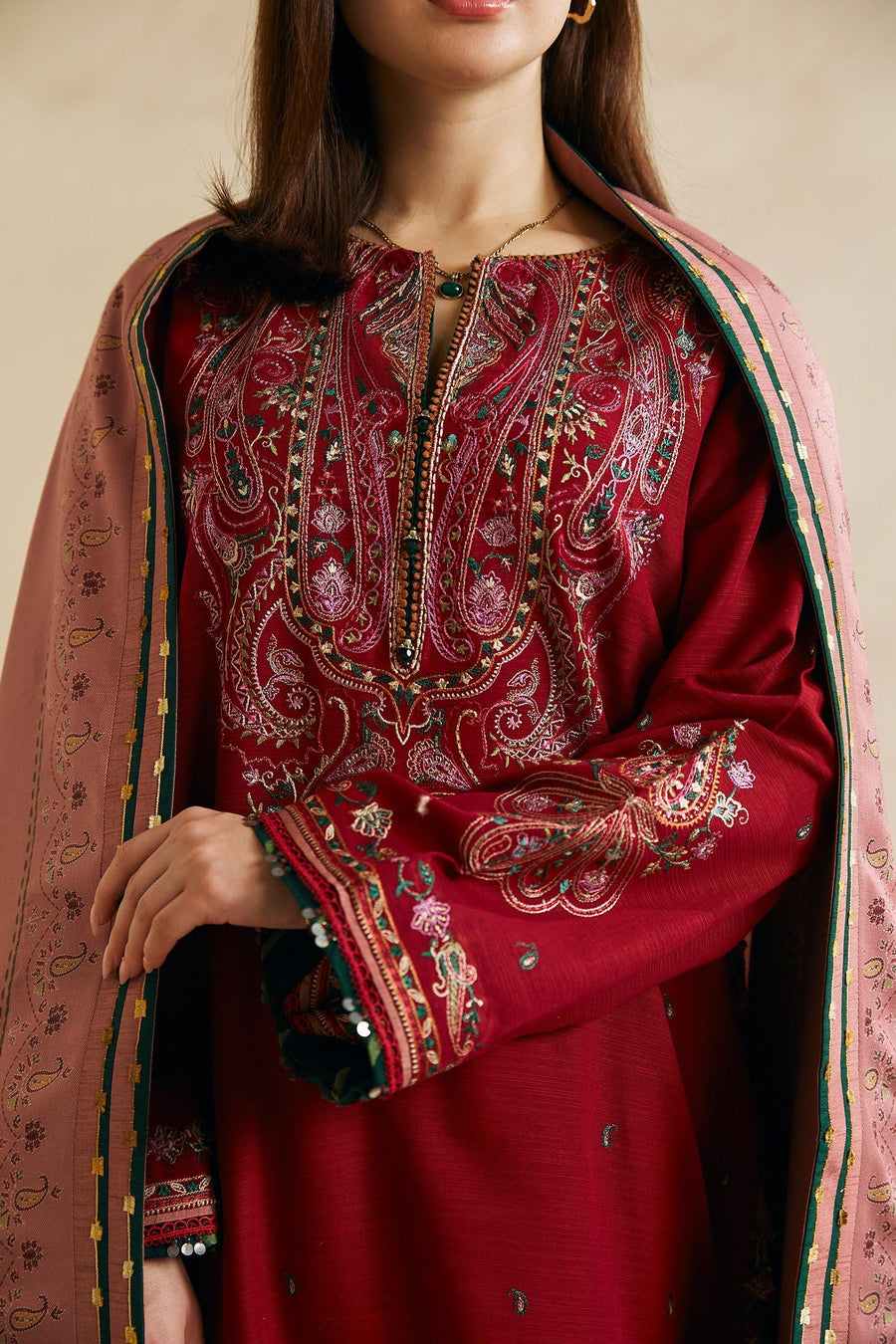 Coco by Zara Shahjahan Unstitched Embroidered Khaddar 3Pc Suit ZW23-2B