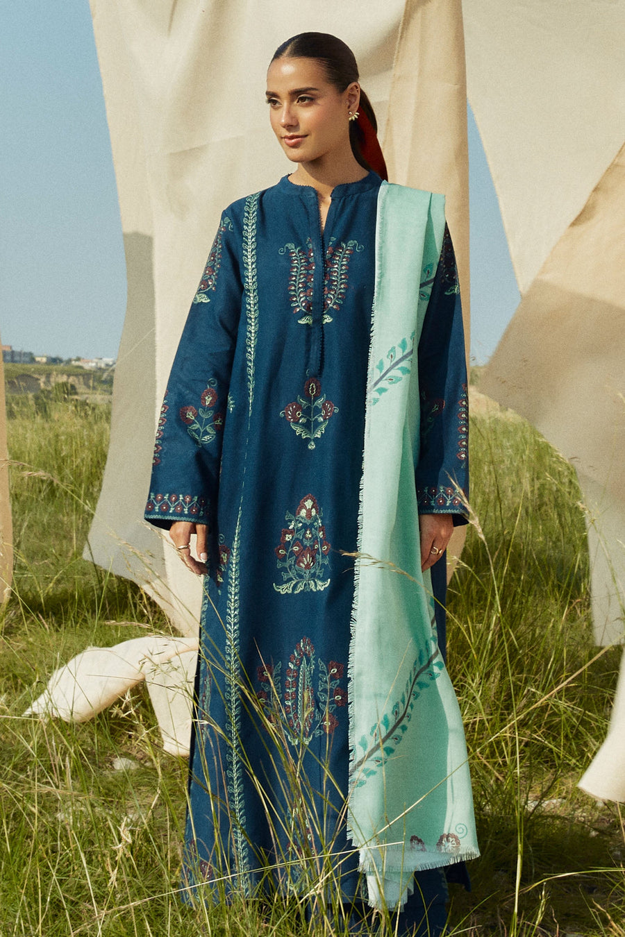 Coco by Zara Shahjahan Winter Unstitched Khaddar 3Pc Suit ZW24-3A PEARL