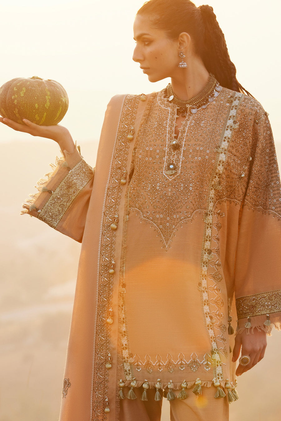 ZAHA by Khadijah Shah Embroidered Khaddar Unstitched 3Pc Suit ZW25-01 NEELAM