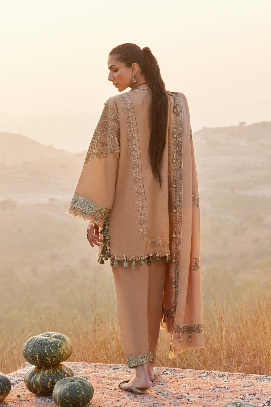 ZAHA by Khadijah Shah Embroidered Khaddar Unstitched 3Pc Suit ZW25-01 NEELAM