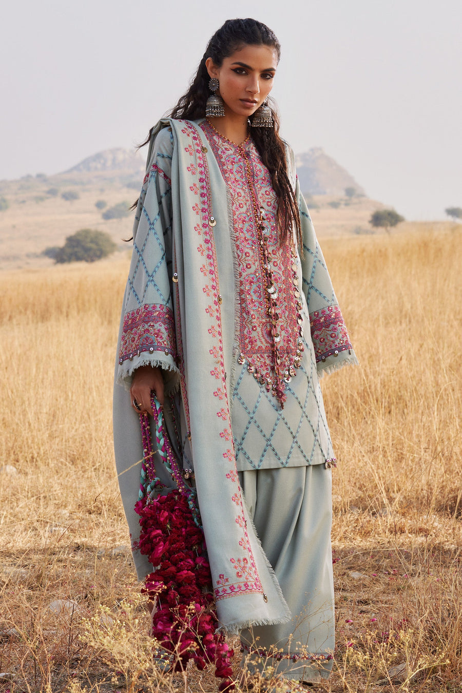 ZAHA by Khadijah Shah Embroidered Karandi Unstitched 3Pc Suit ZW25-06 NAYAB