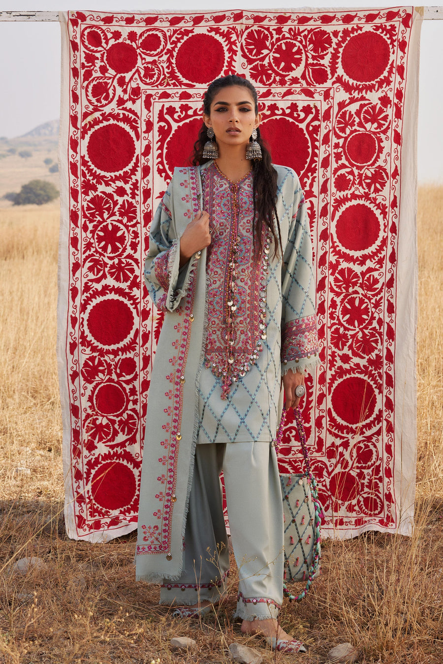 ZAHA by Khadijah Shah Embroidered Karandi Unstitched 3Pc Suit ZW25-06 NAYAB