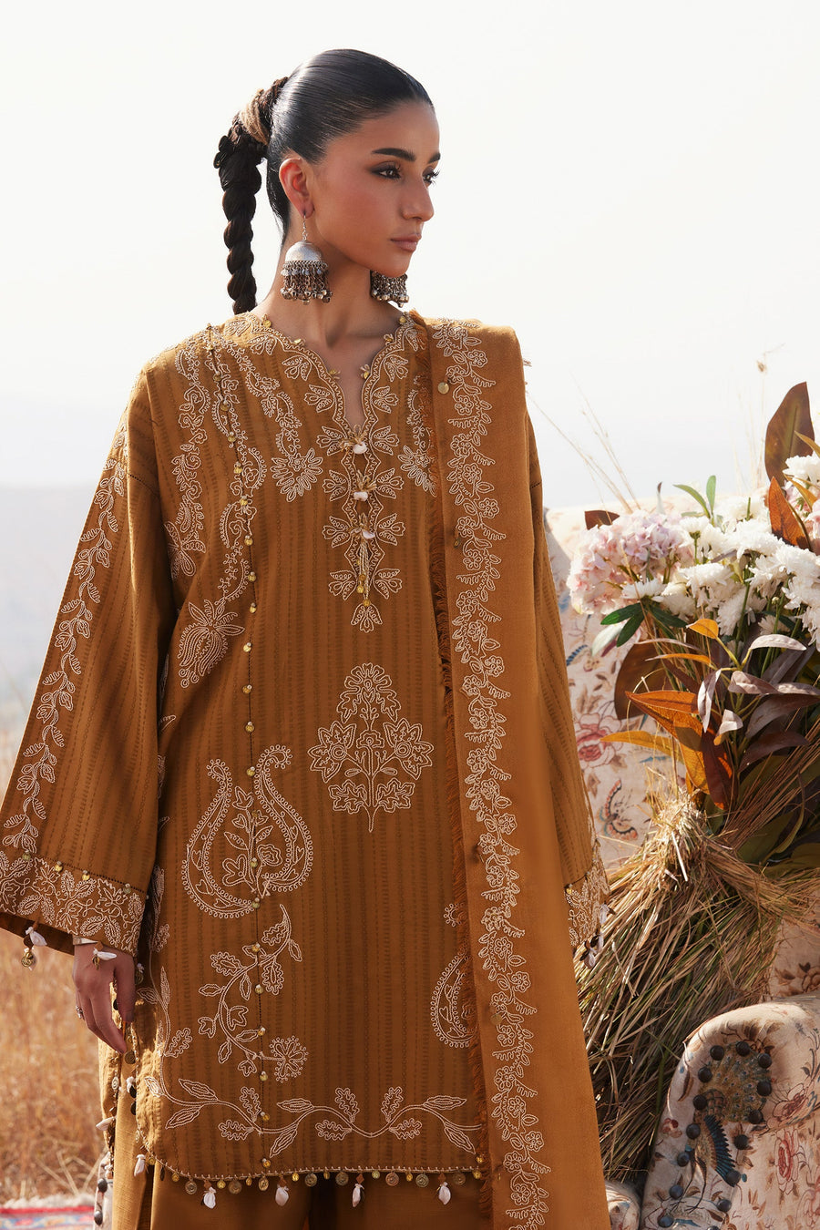 ZAHA by Khadijah Shah Embroidered Jacquard Unstitched 3Pc Suit ZW25-10 HEER