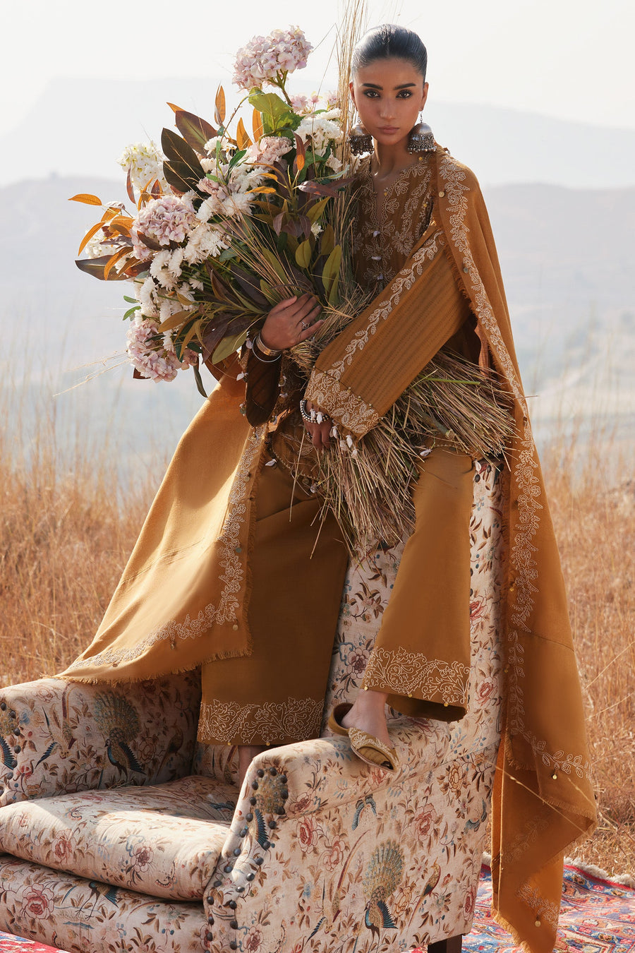 ZAHA by Khadijah Shah Embroidered Jacquard Unstitched 3Pc Suit ZW25-10 HEER