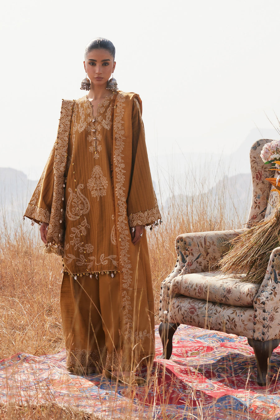 ZAHA by Khadijah Shah Embroidered Jacquard Unstitched 3Pc Suit ZW25-10 HEER