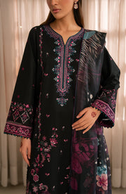 Seran Lamhay Embroidered Lawn Unstitched 3Pc Suit D-01 ZAHR
