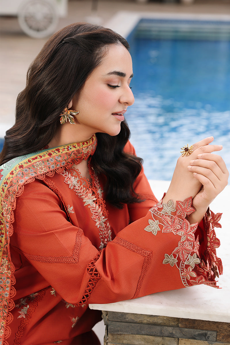 Rang Rasiya Florence Festive Embroidered Lawn Unstitched 3Pc Suit - ZAHRA