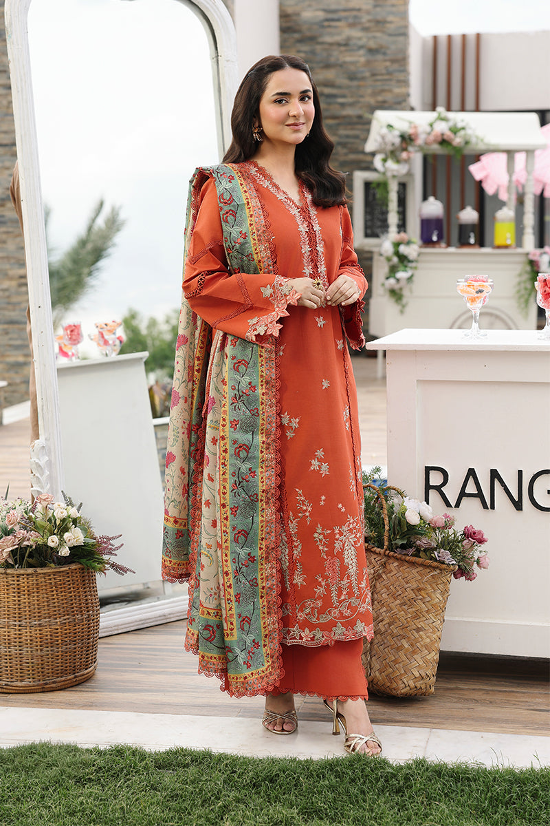 Rang Rasiya Florence Festive Embroidered Lawn Unstitched 3Pc Suit - ZAHRA
