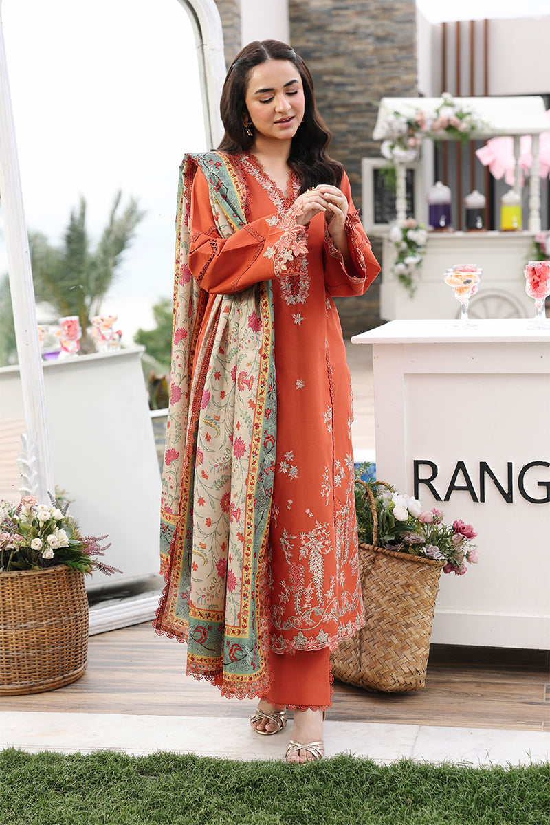 Rang Rasiya Florence Festive Embroidered Lawn Unstitched 3Pc Suit - ZAHRA