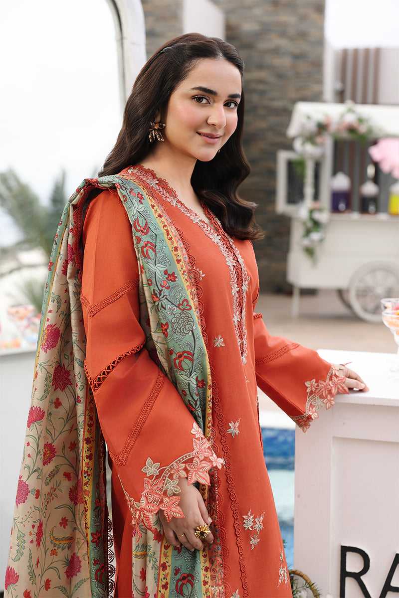 Rang Rasiya Florence Festive Embroidered Lawn Unstitched 3Pc Suit - ZAHRA