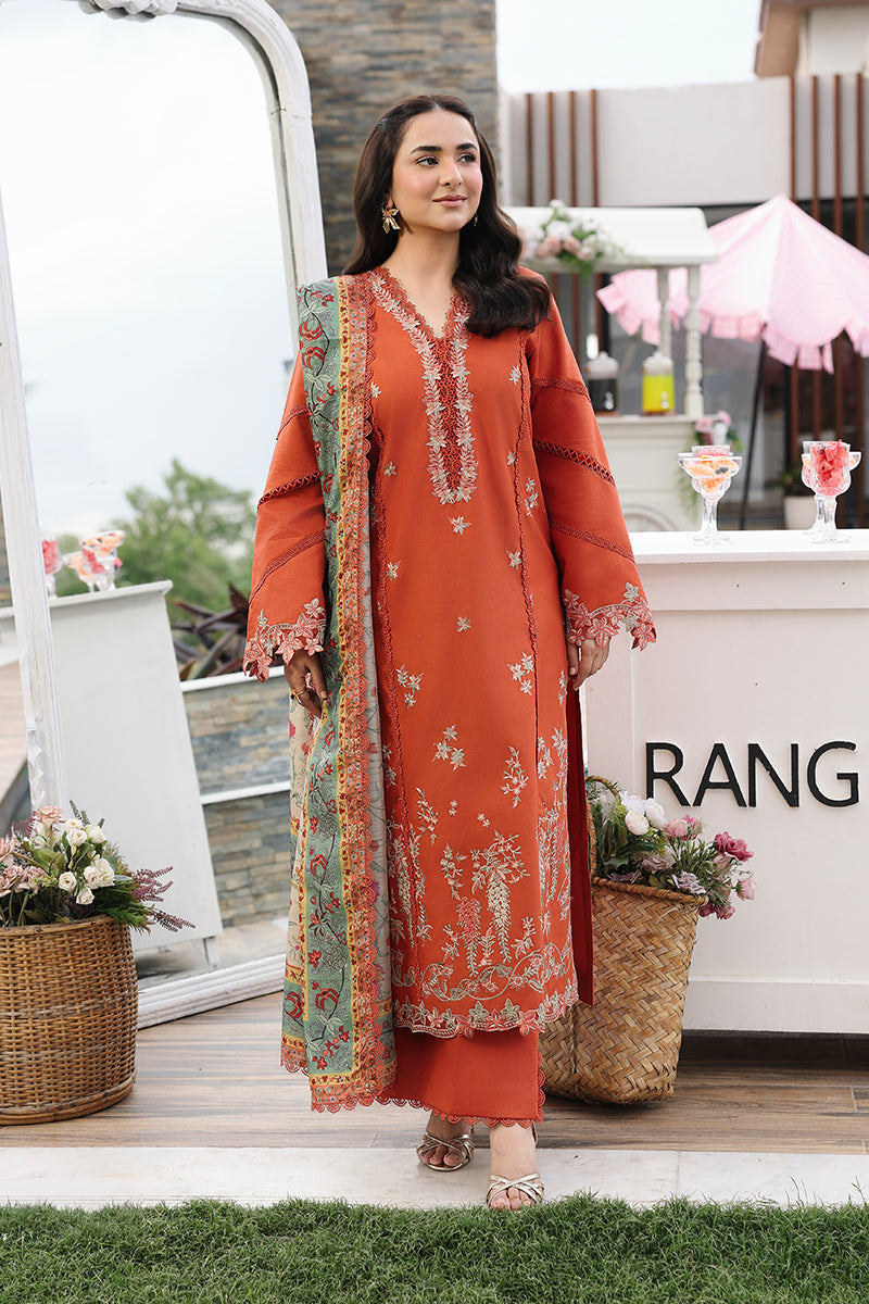 Rang Rasiya Florence Festive Embroidered Lawn Unstitched 3Pc Suit - ZAHRA