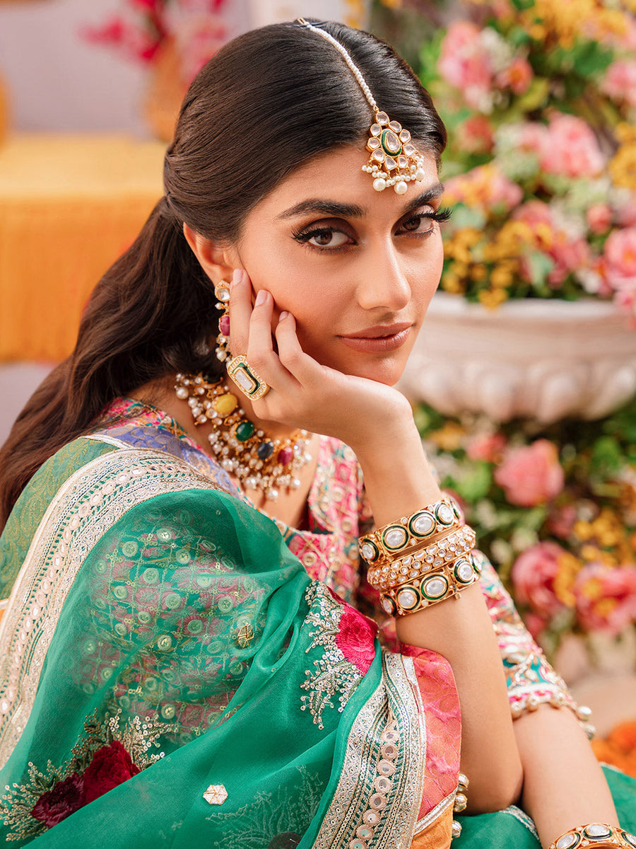 Faiza Faisal Heeriye Embroidered Raw Silk Unstitched 3Pc Suit - Zaib-Un-Nisa